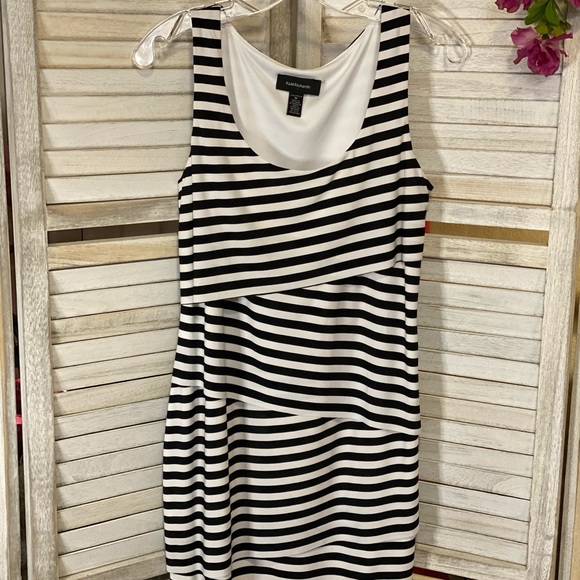 Creme & Black Striped Tank Party Dress - Picture 2 of 8